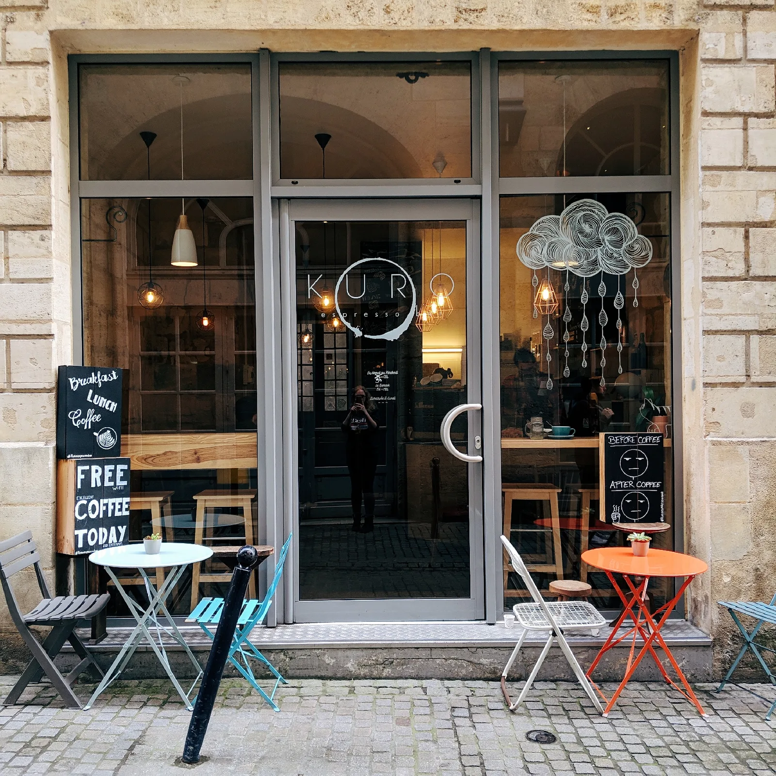 Interior at KURO espresso bar Bordeaux — travel photo