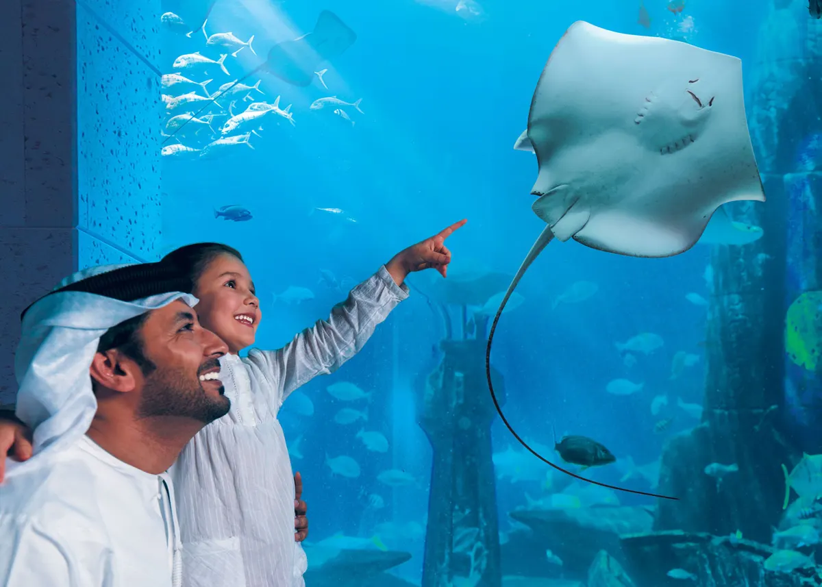 Main view at Lost World Aquarium at Aquaventure World Dubai — travel photo