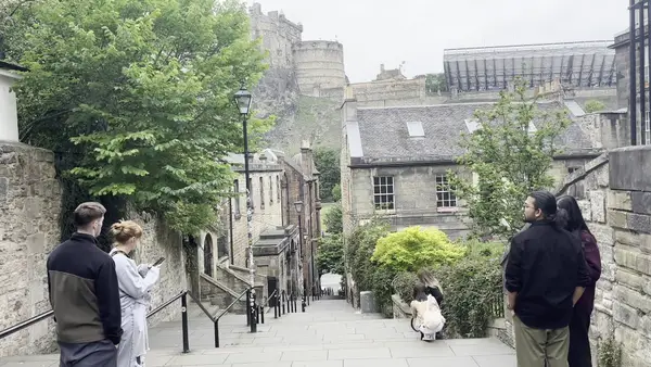 Details at The Vennel Viewpoint Edinburgh Castle Edinburgh — travel photo