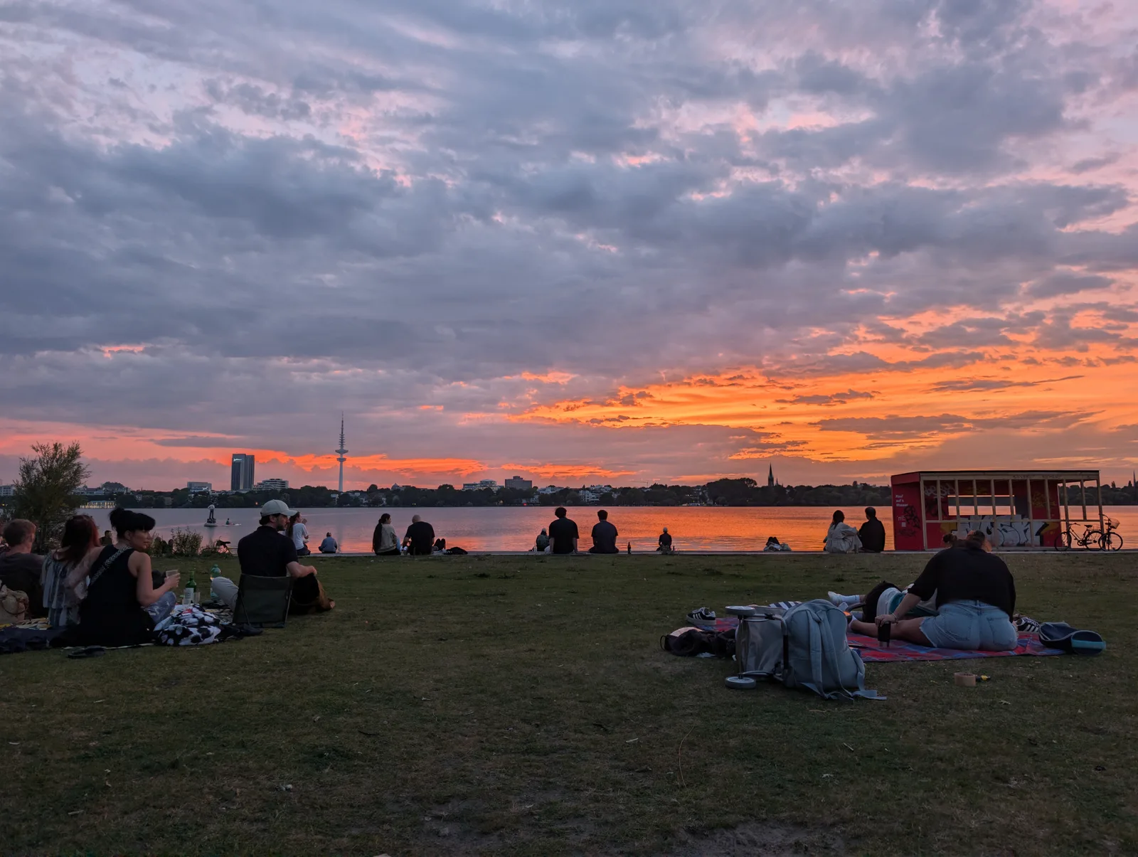Main view at Alsterwiese Schwanenwik Hamburg — travel photo