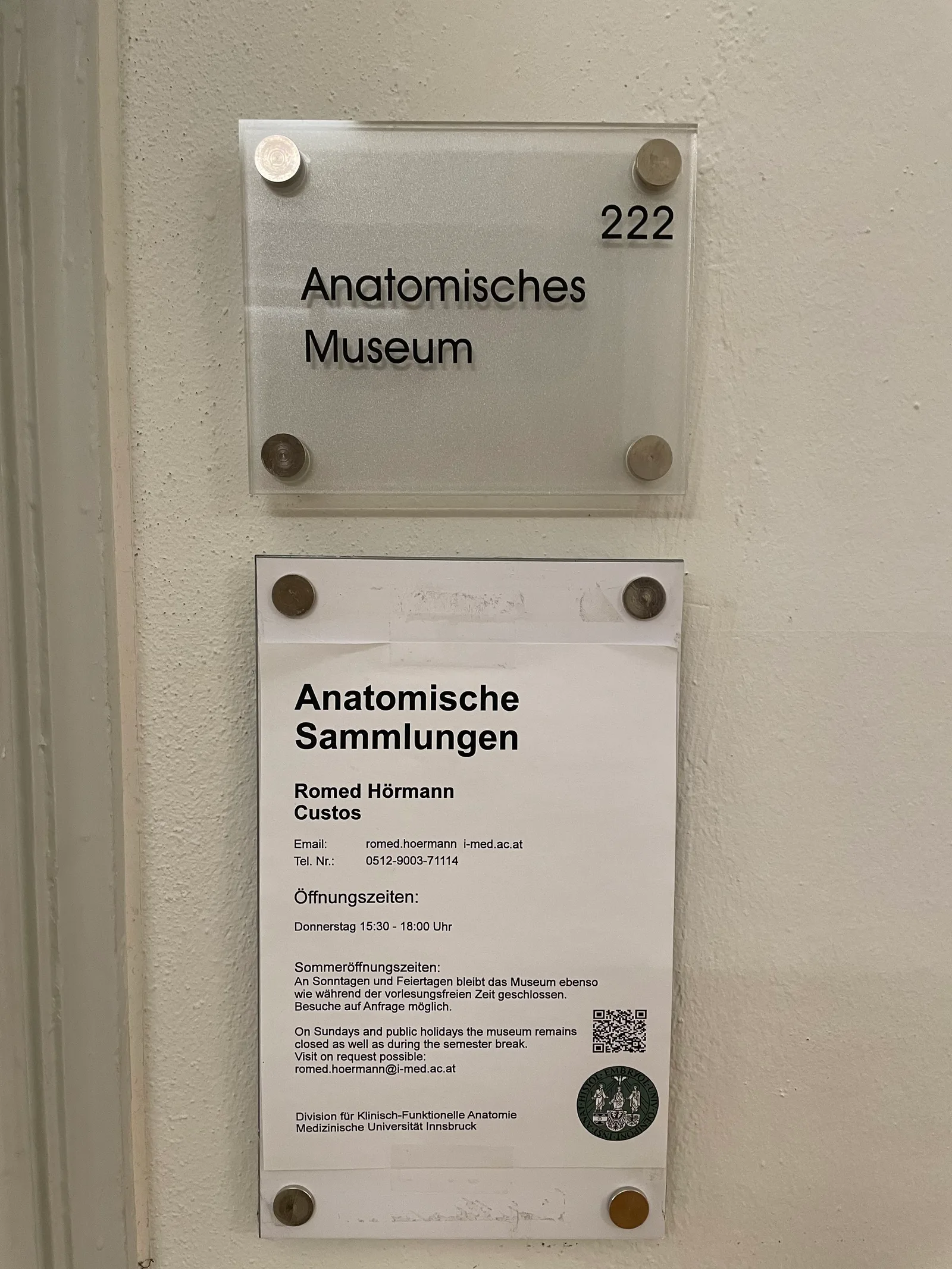 Interior at Anatomisches Museum / Medizinische Universität Innsbruck Innsbruck — travel photo