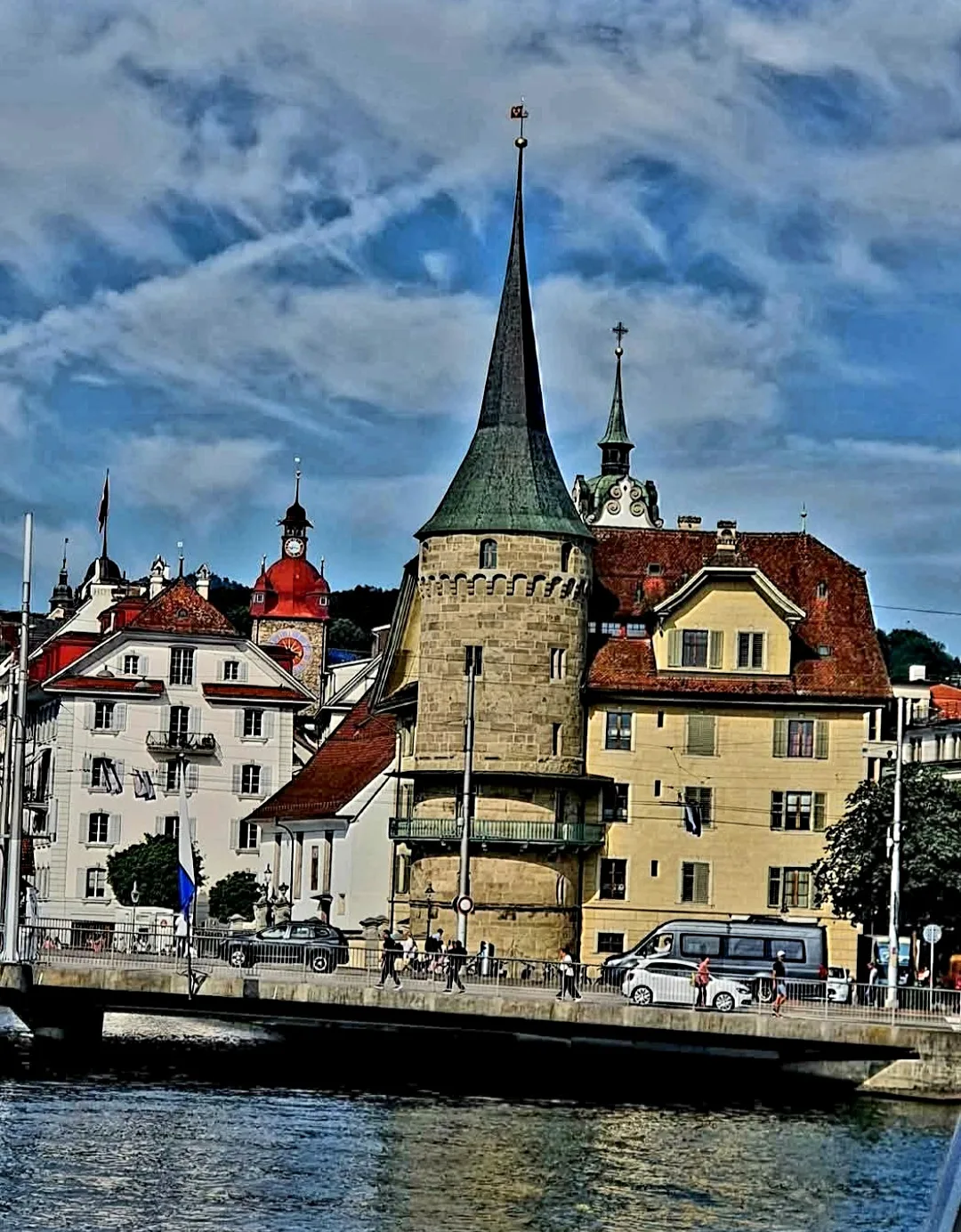 Details at Wasserturm Kapellbrücke Lucerne — travel photo