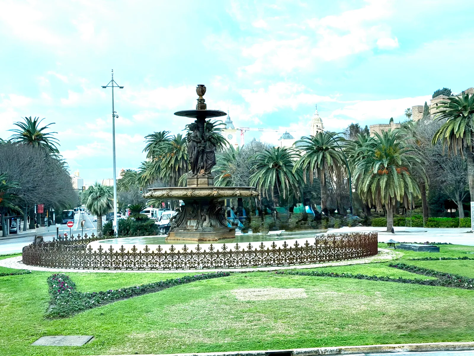 Details at Fuente de las Tres Gracias Malaga — travel photo
