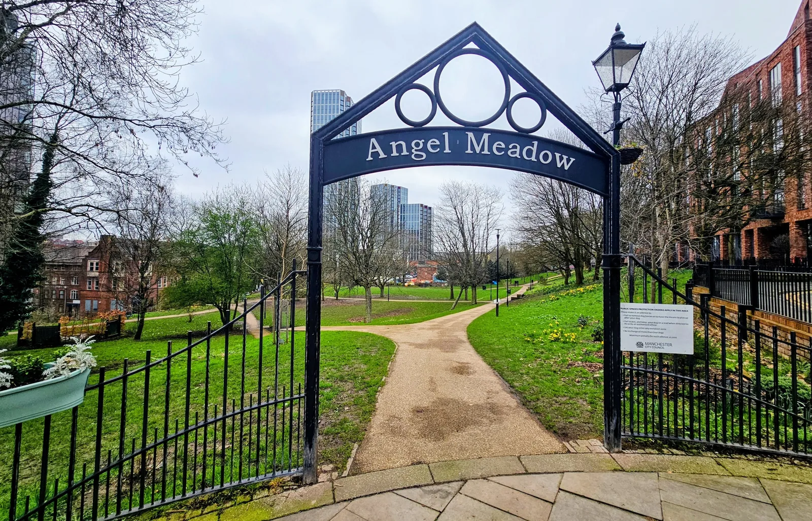Details at St Michael's Flags & Angel Meadow Park Manchester — travel photo