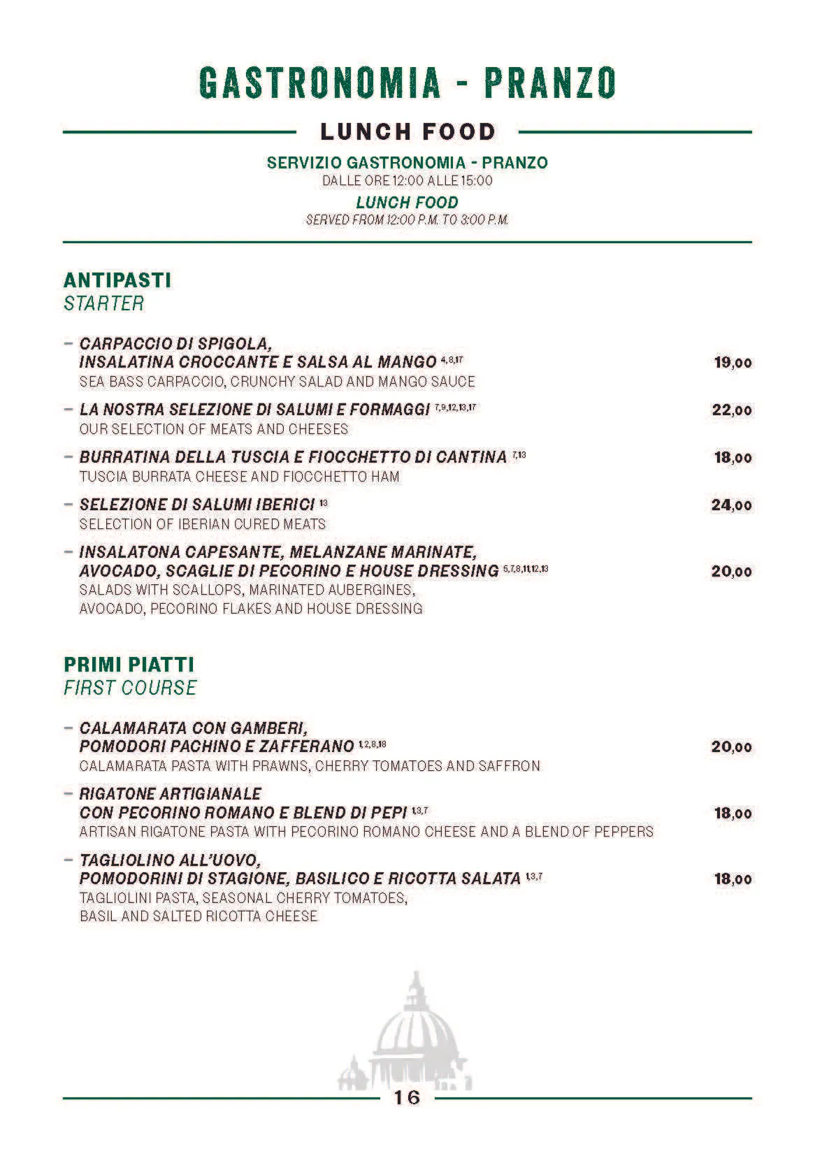Menu — Terrazza Les Étoiles
