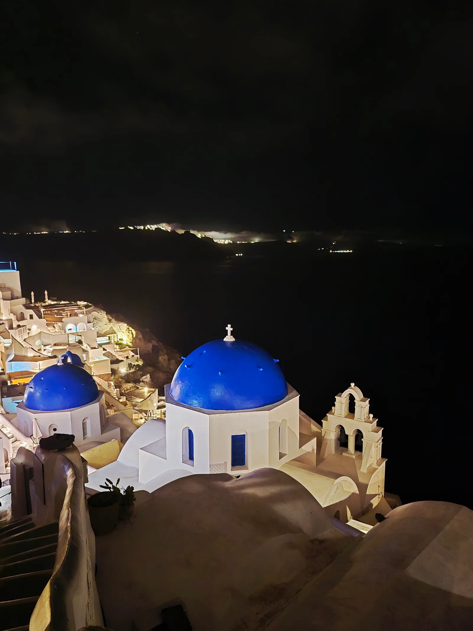 Atmosphere at Blue Domed Church Santorini Santorini — travel photo