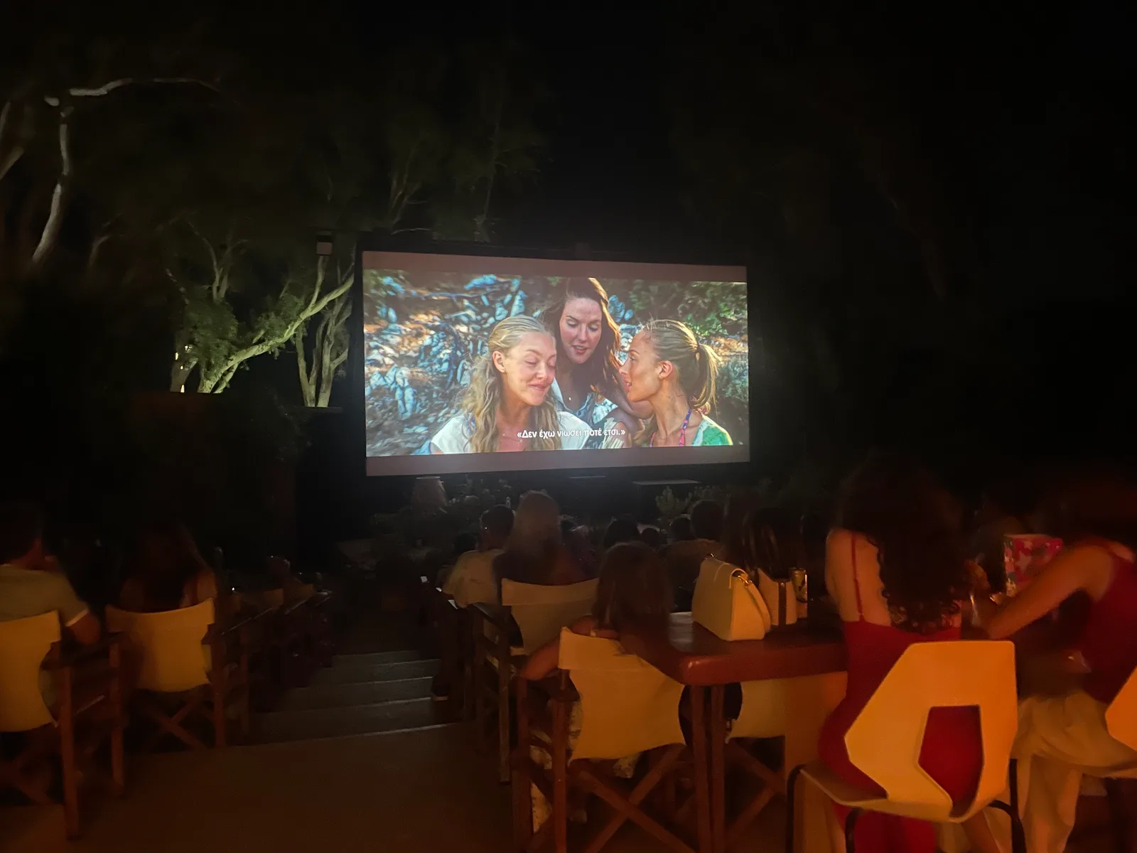 Atmosphere at Kamari Open Air Cinema Santorini — travel photo